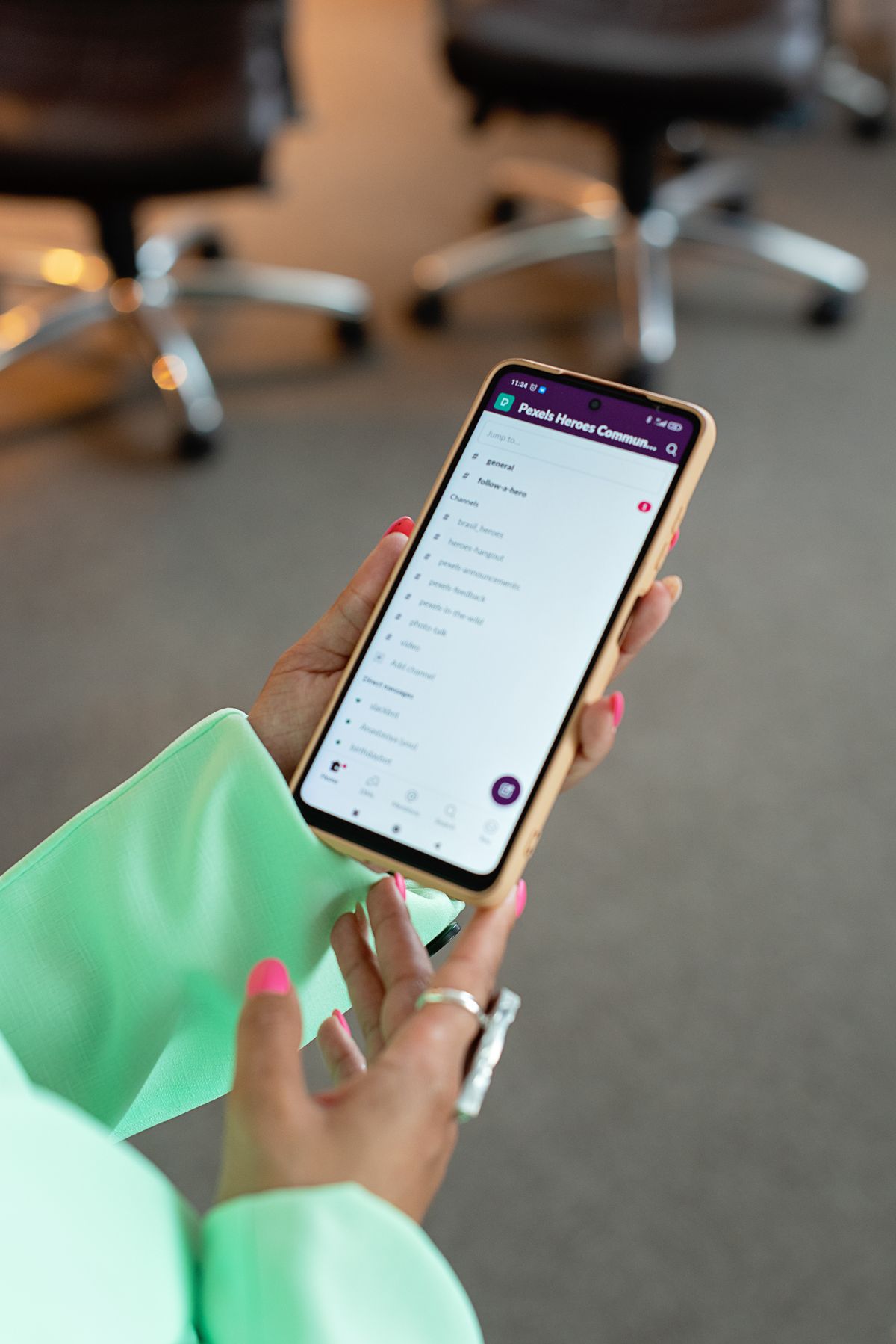 Business owner using a smartphone app representing remote management