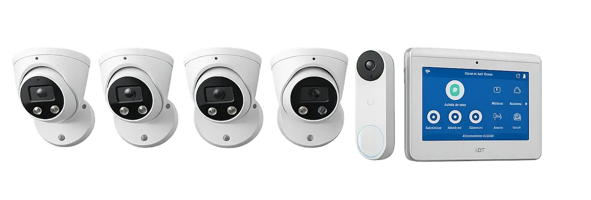 ADT cameras, video doorbell and touchscreen panel for shared spaces in the home